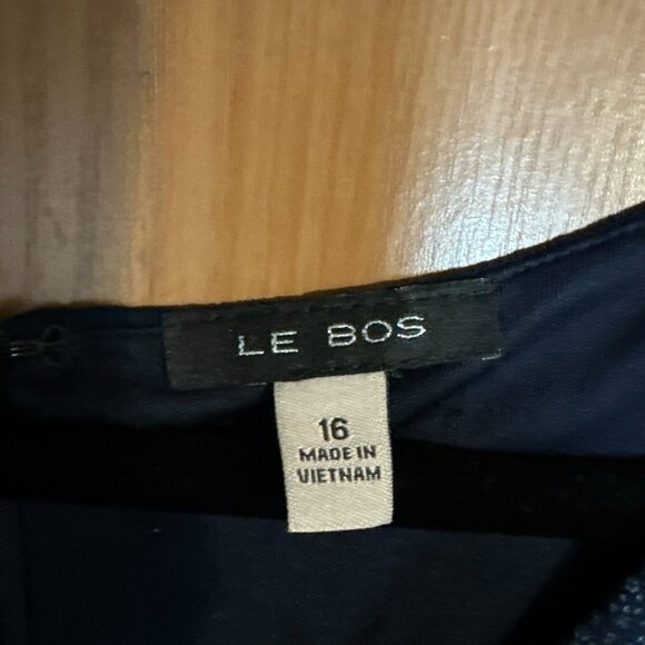 Le BOSS Blue Navy Formal Dress Size 16 Sleeveless Lined V-Neck Back Zipper - Picture 2 of 9